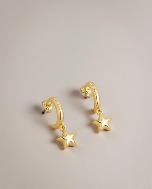 Boucles d'Oreilles Ted Baker Star Hoop Charm Doré Femme | OQK-81857955